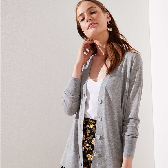 LOFT Sweaters - LOFT ▪️ Boyfriend Cardigan ▪️ Soft Heather Grey